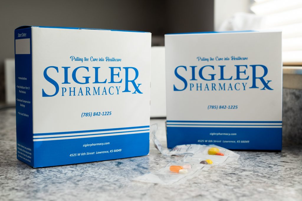 Medication compliance boxes are packaged per month for convenience